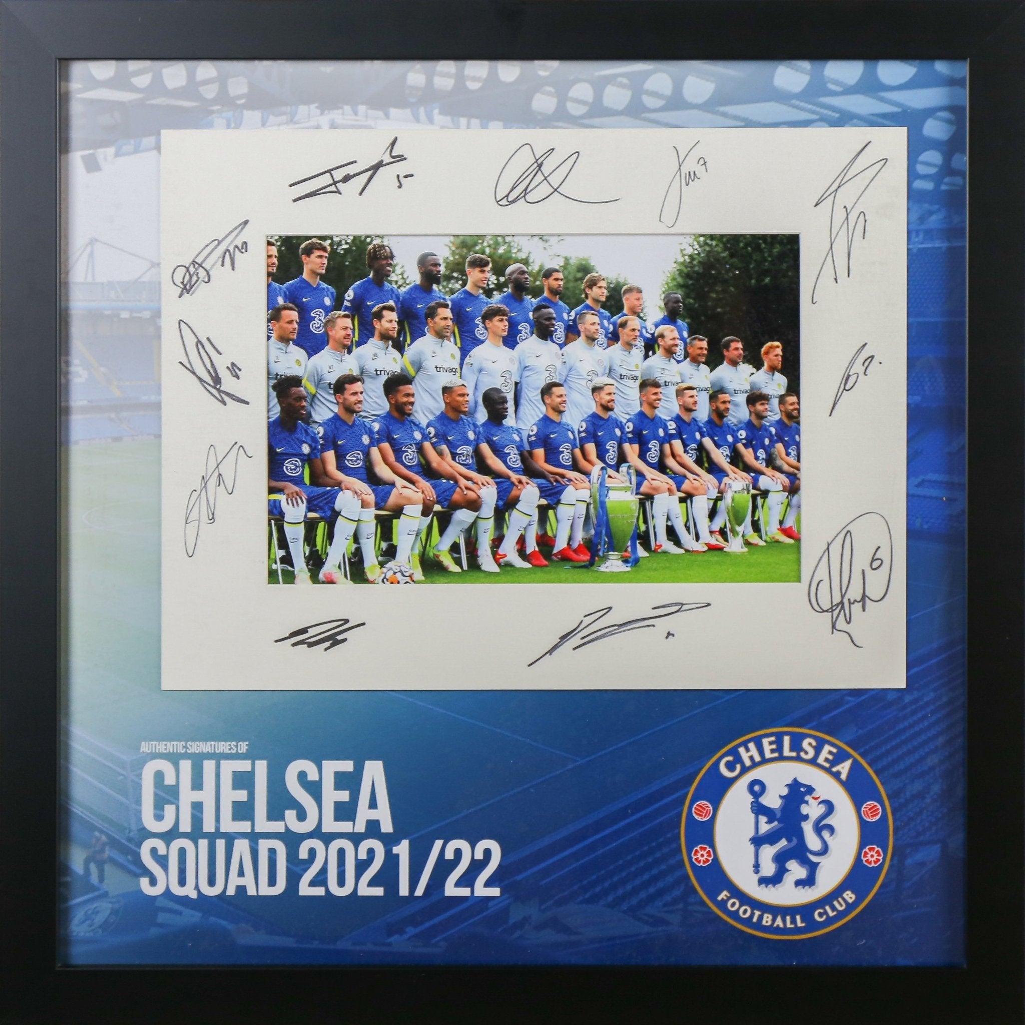 Multi Signed Chelsea 2021/22 Mount Framed Display - Memorabilia Framers Shop